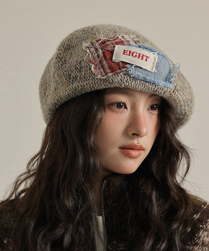 Khaki Versatile Patch Knit Breton Hat