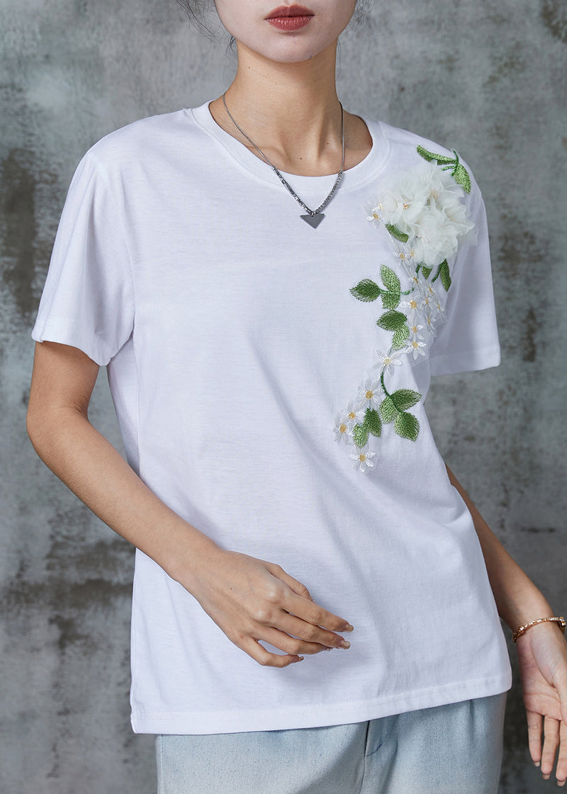 White Embroideried Cotton Top Summer
