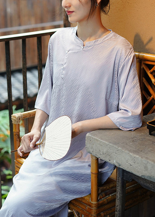 Boutique Beige Stand Collar Cotton Long Dresses Bracelet Sleeve