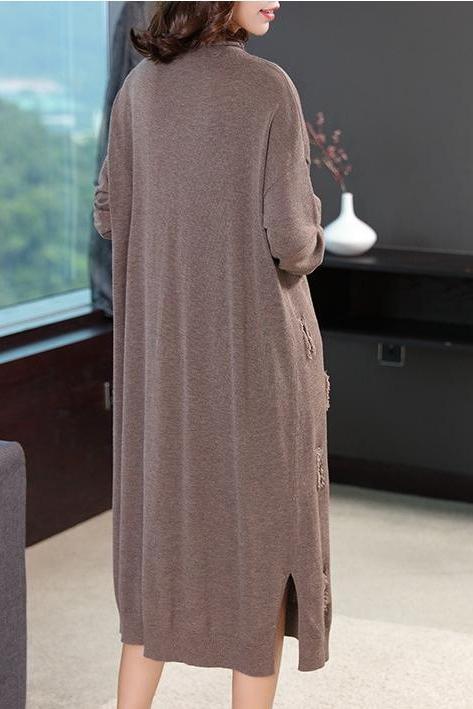 Loose Pure Color Knitted Dresses Outfits