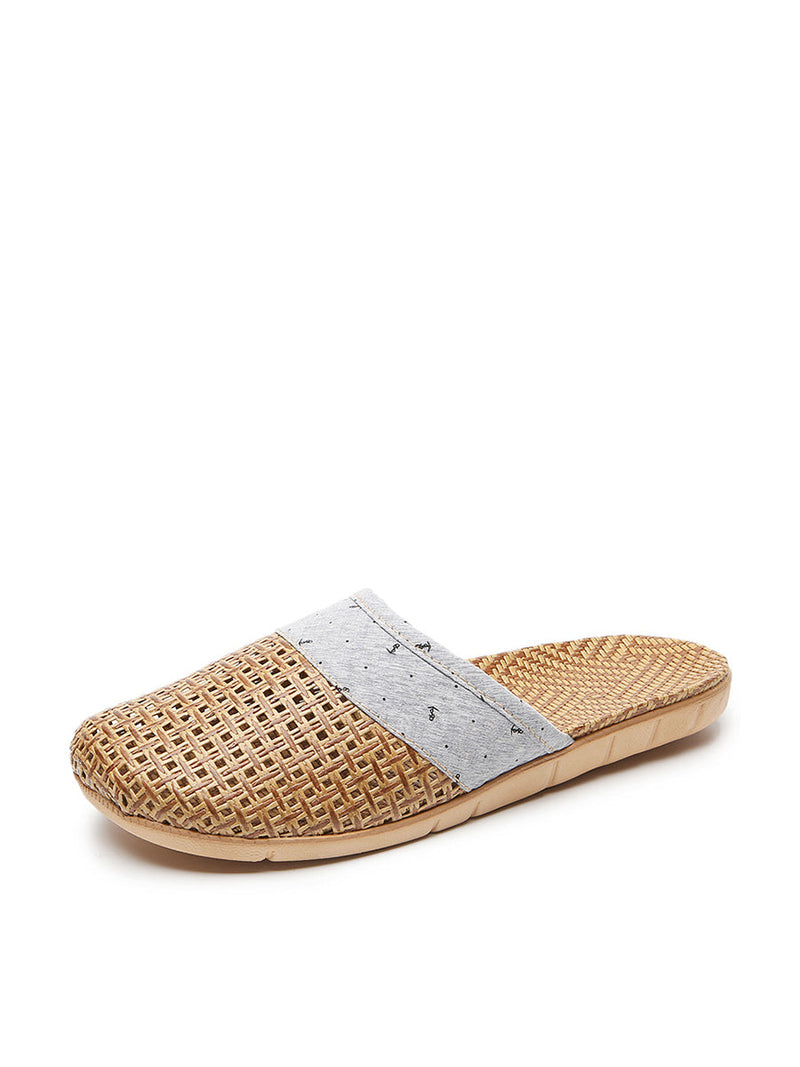 Summer Bamboo Weaving Spliced Slippers
