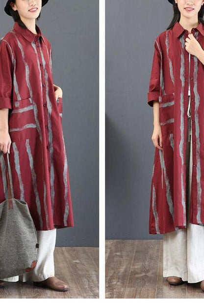 Striped Loose Chiffon Shirt Blouse