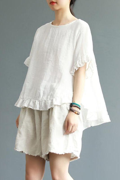 Loose Pure Color Button Down Shirt Summer Blouse