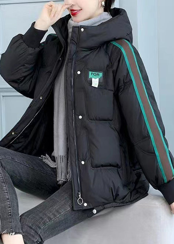 Green Zip Up Pockets Fine Cotton Filled Hooded Jackets Winter