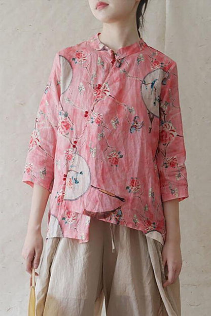 Limited Stock- 100% Linen Print Retro Shirt
