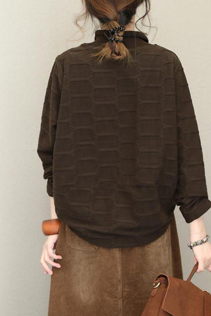 Half High Neck Fleece Loose Tops for Autumn