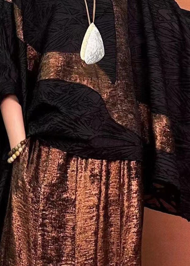Black Oversized Original Design Silk Top Summer