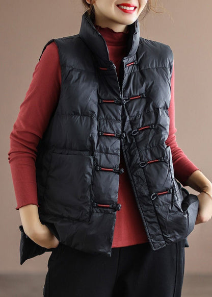 New White Stand Collar Button Pockets Duck Down Waistcoat Winter