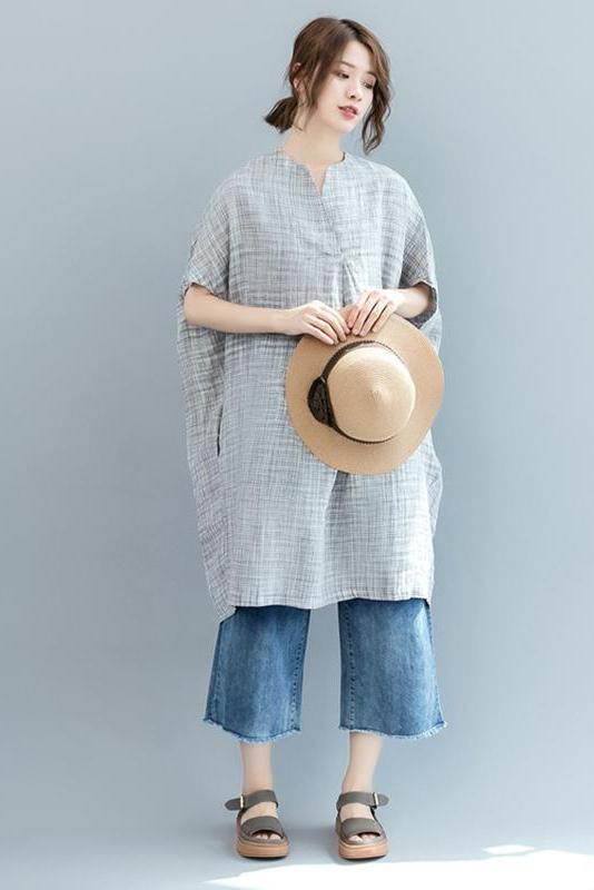Summer Loose Bat Style Dress Linen Clothes for