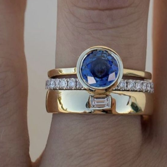 Blue Zirconia Ring Set