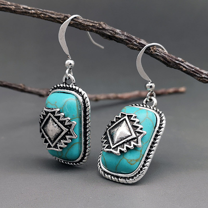 Silver Plated Turquoise Stone Earrings