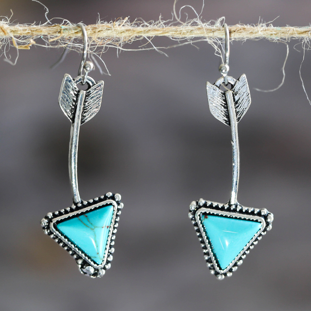 Blue Stone Arrow Earrings
