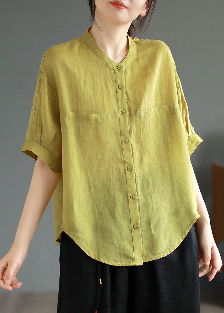 Green Oversized Linen Shirt Top Summer