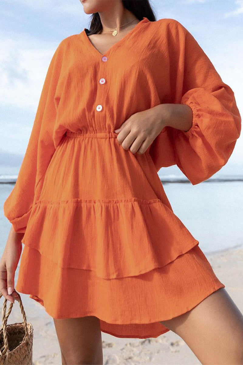 Simplicity Buttons V Neck a Line Dresses