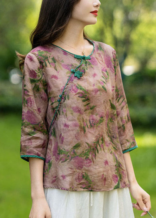 Pink Linen Shirts Bracelet Sleeve