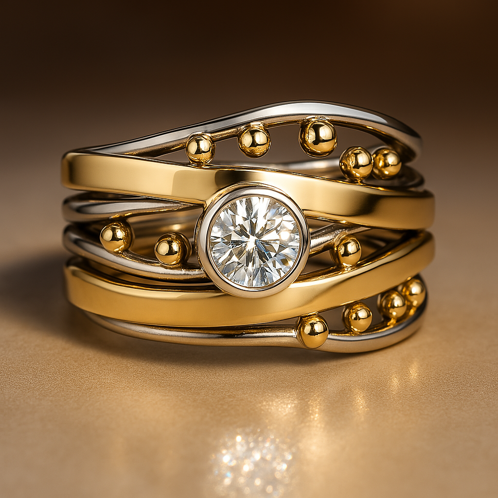 Gold Inlaid Zirconia Ring