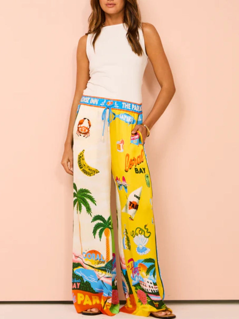 Vacation Beach Sunny Style Printed Two Piece Set - Pants