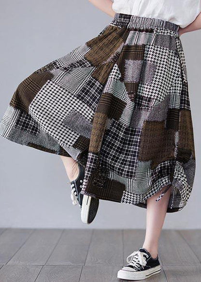 Diy Chocolate Plaid Lantern Pants Summer Cotton Linen