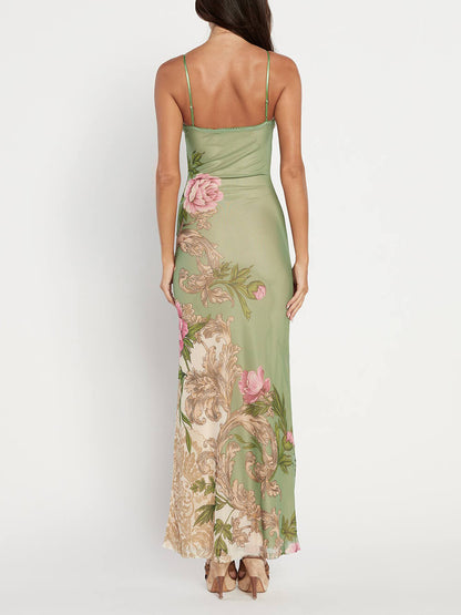 The Print Suspender Stretch Maxi Dress
