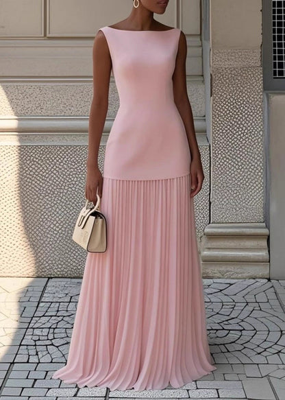 Simple Blue Wrinkled Tops and Skirts Two Pieces Set Sleeveless