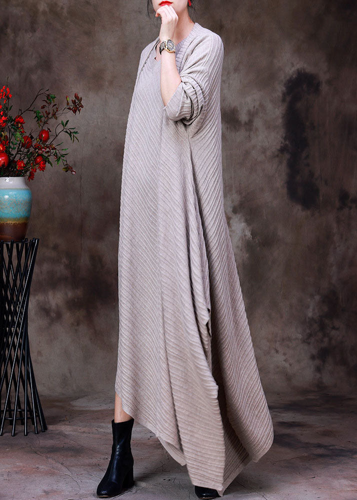 Apricot Asymmetrical Design Knit Wool Cardigan Long Sleeve