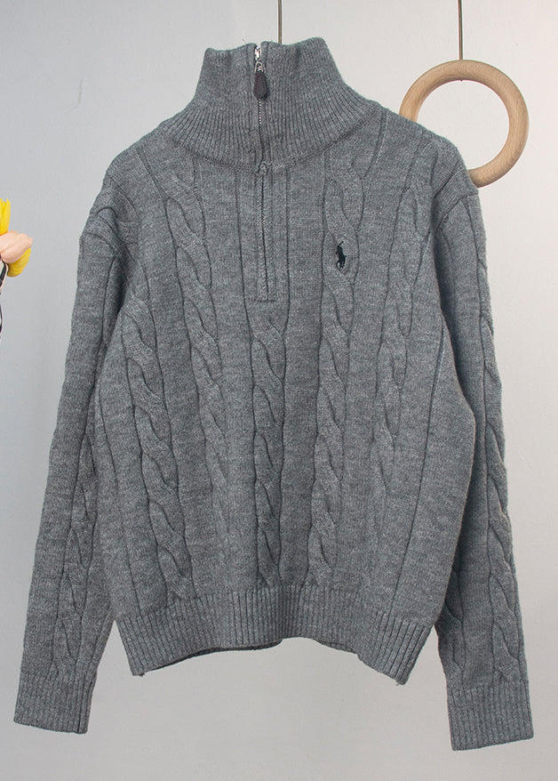 Red Turtleneck Zip Up Cable Knit Sweater Spring