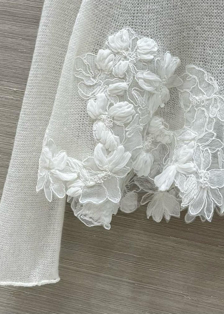 Stylish White O-neck Knit Shirt Tops Fall