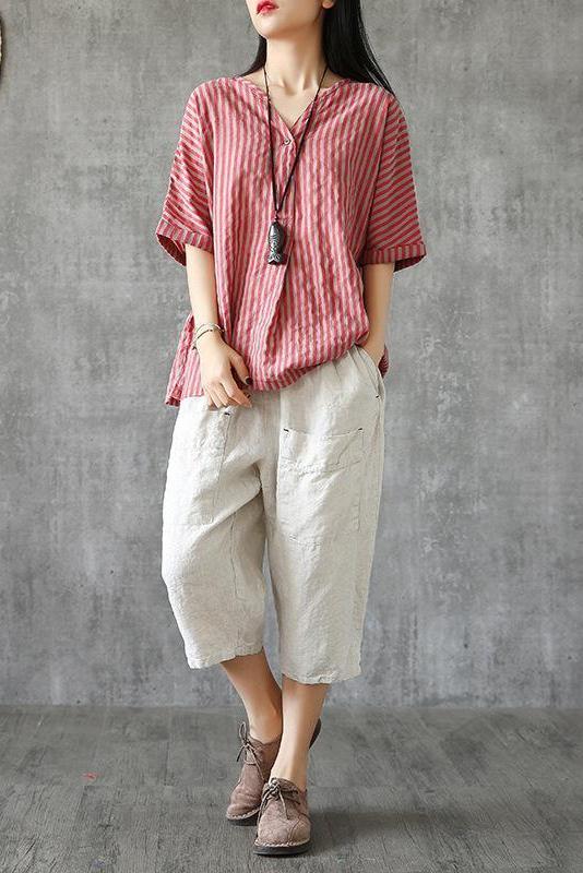 Limited Stock- Single Button Stripe Summer T-shirt