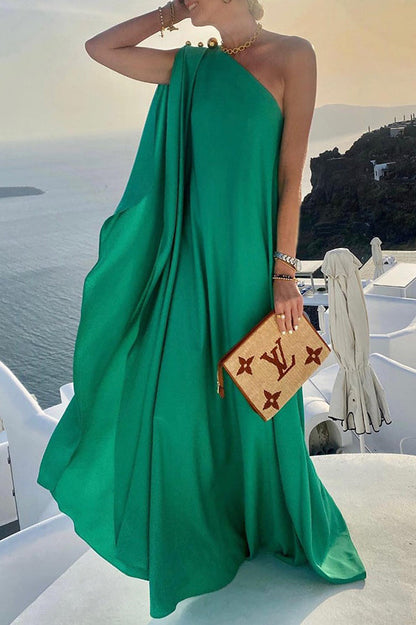 Alyse One Shoulder A-line Party Maxi Dress