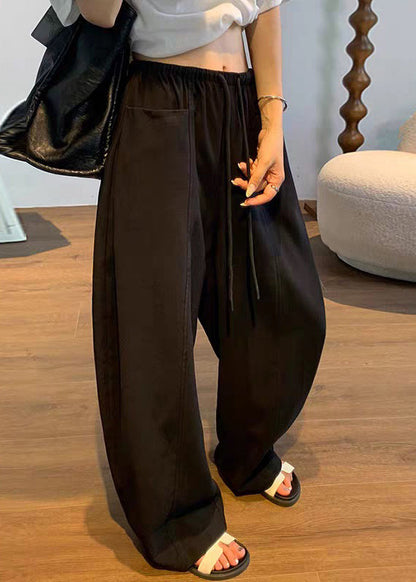 Natural Beige Pockets Wide Leg Pants Summer