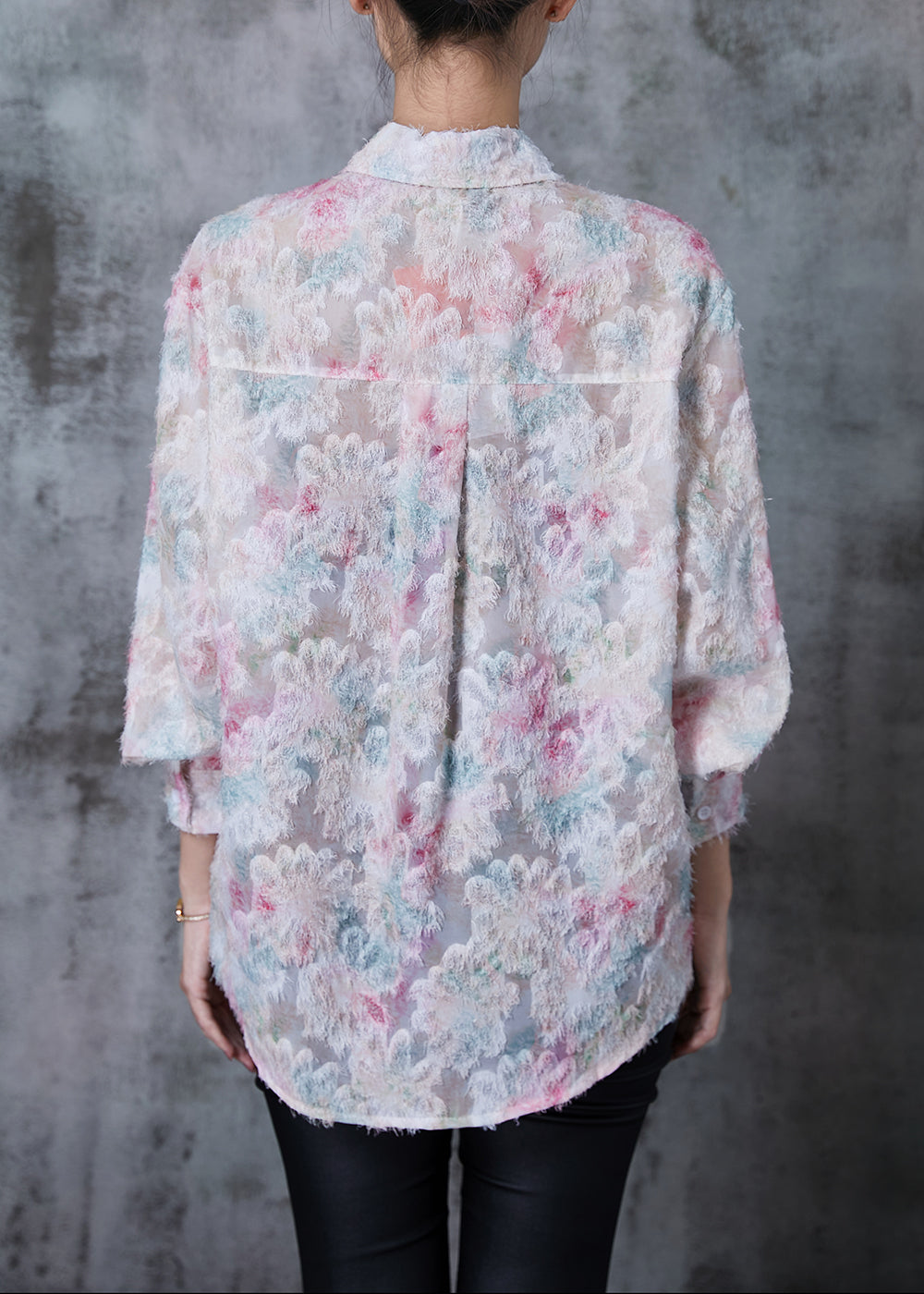 Pink Eyelash Chiffon Shirt Spring