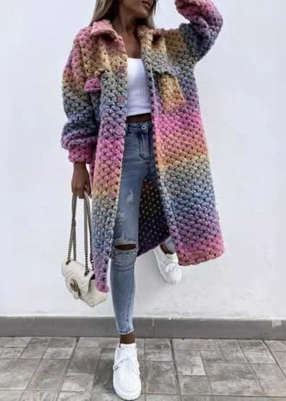 Style Pink Peter Pan Collar Pockets Woolen Coat Fall