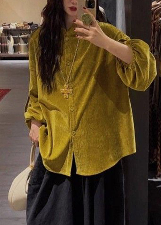 Chinese Style Yellow Patchwork Button Top Spring