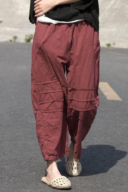 Limited Stock- Distressed Wine Red Loose Pants