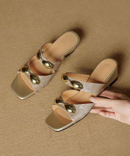 Green Splicing Wedge Slide Sandals Peep Toe