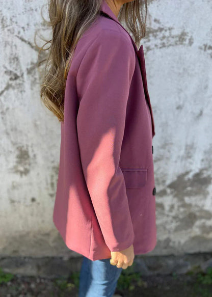 Purple Peter Pan Collar Button Suit Coat Fall