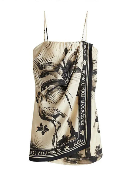 Print Backless Strapless Dress Summer