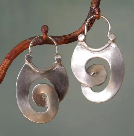 Spiral Dangle Silver Earrings