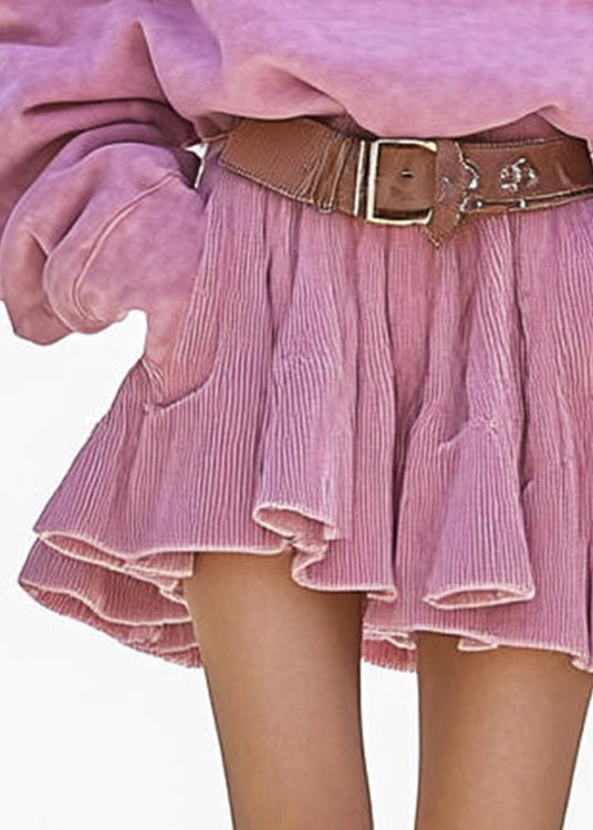 New Pink Hooded Sweatshirt and Skirts Cotton Two Pieces Set Fall