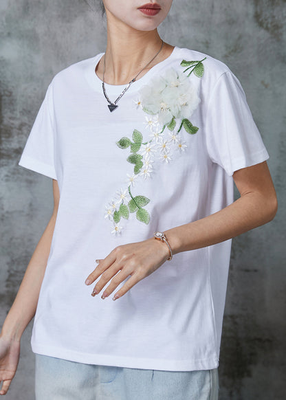 White Embroideried Cotton Top Summer