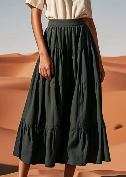 Army Green High Waist Cotton Skirt Summer