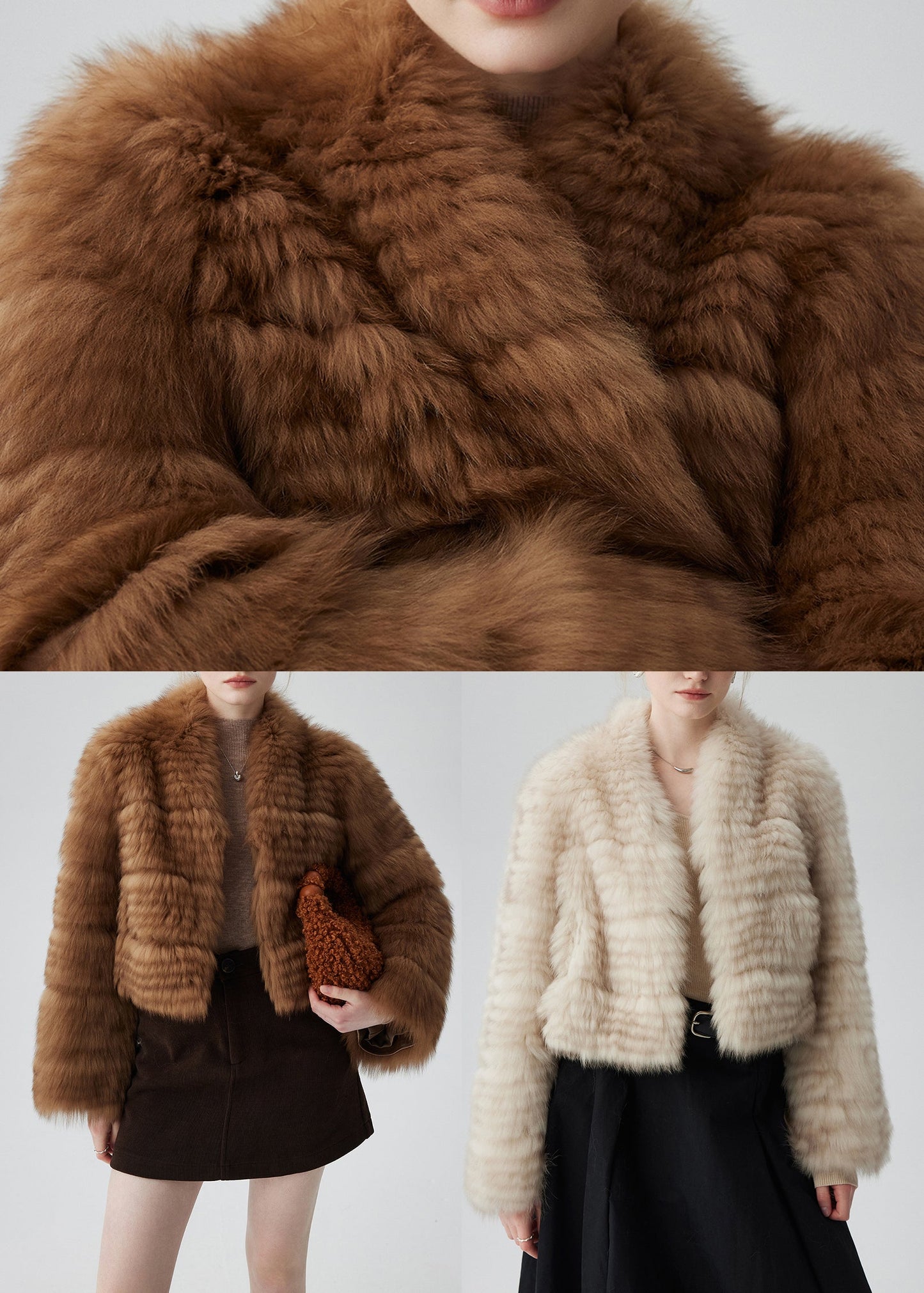 White Thick Fox Fur Cardigan Oversized Winter