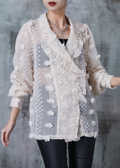 Apricot Ruffled Cotton Upf 50+ Coat Summer
