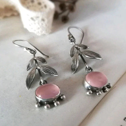 Quartz Pendant Earrings in Silver