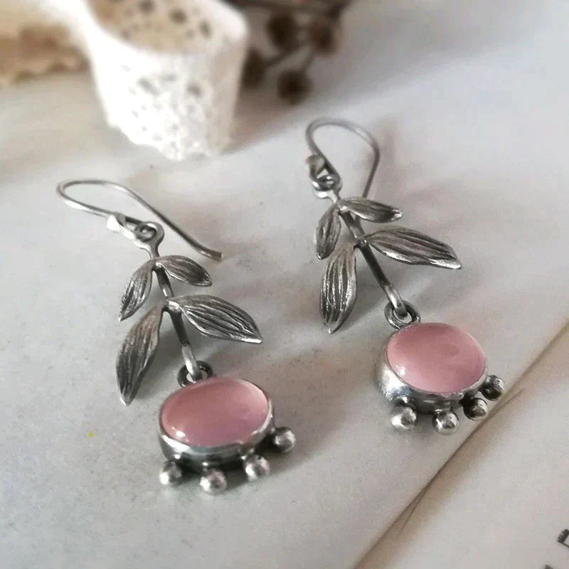 Quartz Pendant Earrings in Silver