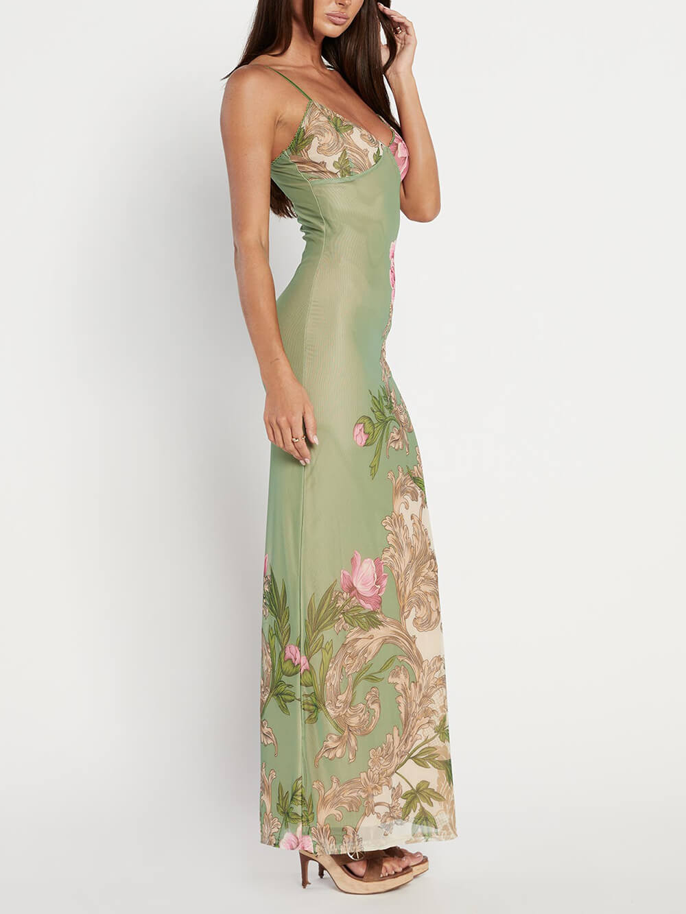 The Print Suspender Stretch Maxi Dress