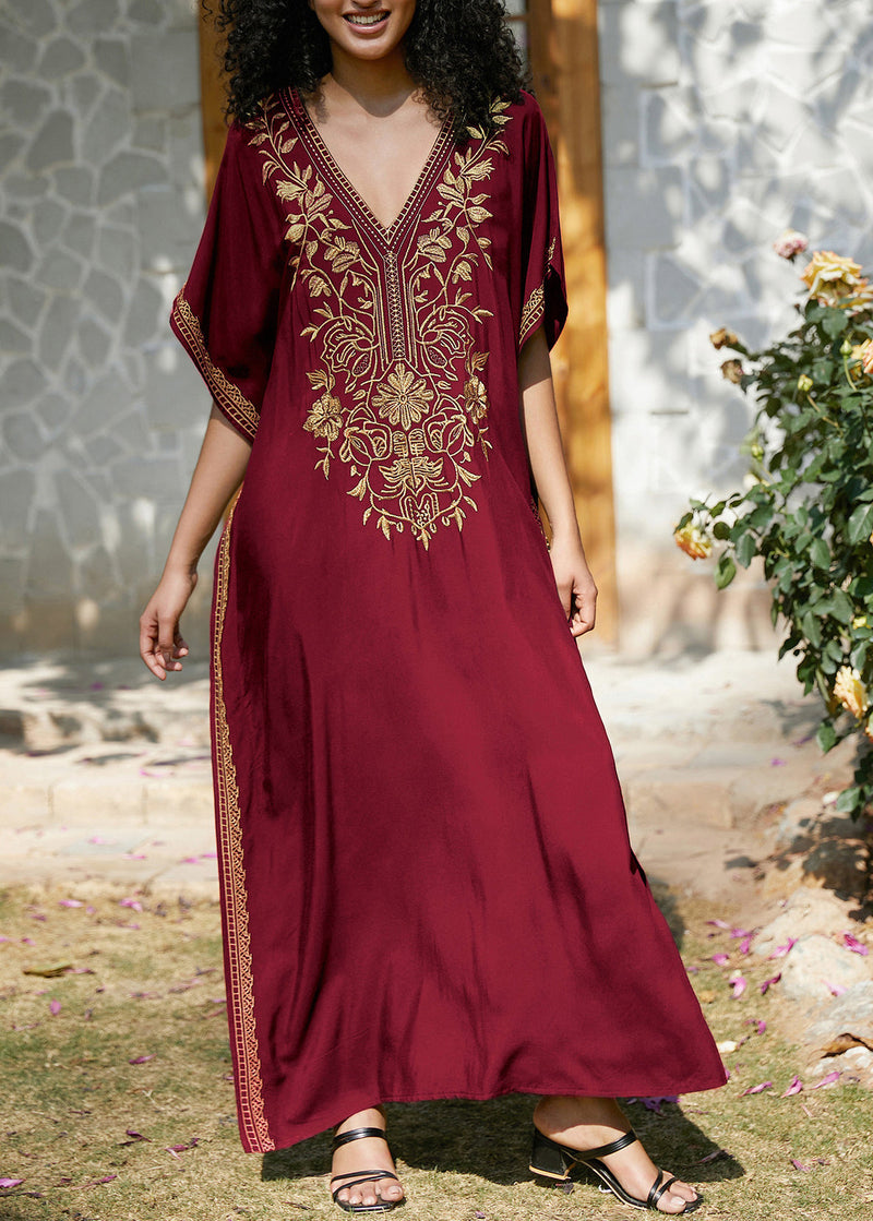 Mulberry Embroidered Side Open Cotton Dress Summer