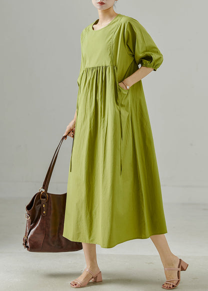 Grass Green Oversized Cotton Holiday Dresses Summer
