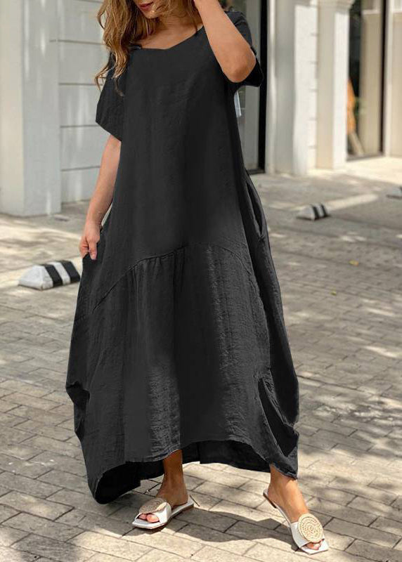 White O Neck Patchwork Cotton Long Dress Summer
