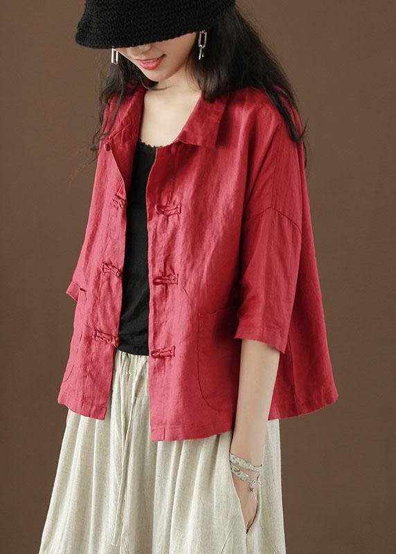 Green Peter Pan Collar Pockets Summer Linen Top